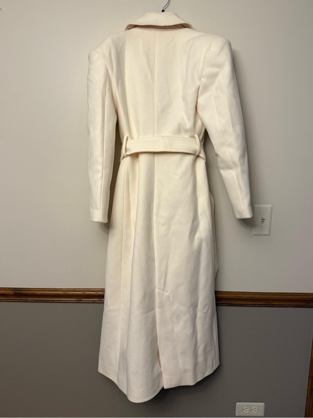 naked wardrobe Ivory Long Double-Breasted Wool Coat - Picture 3 of 7